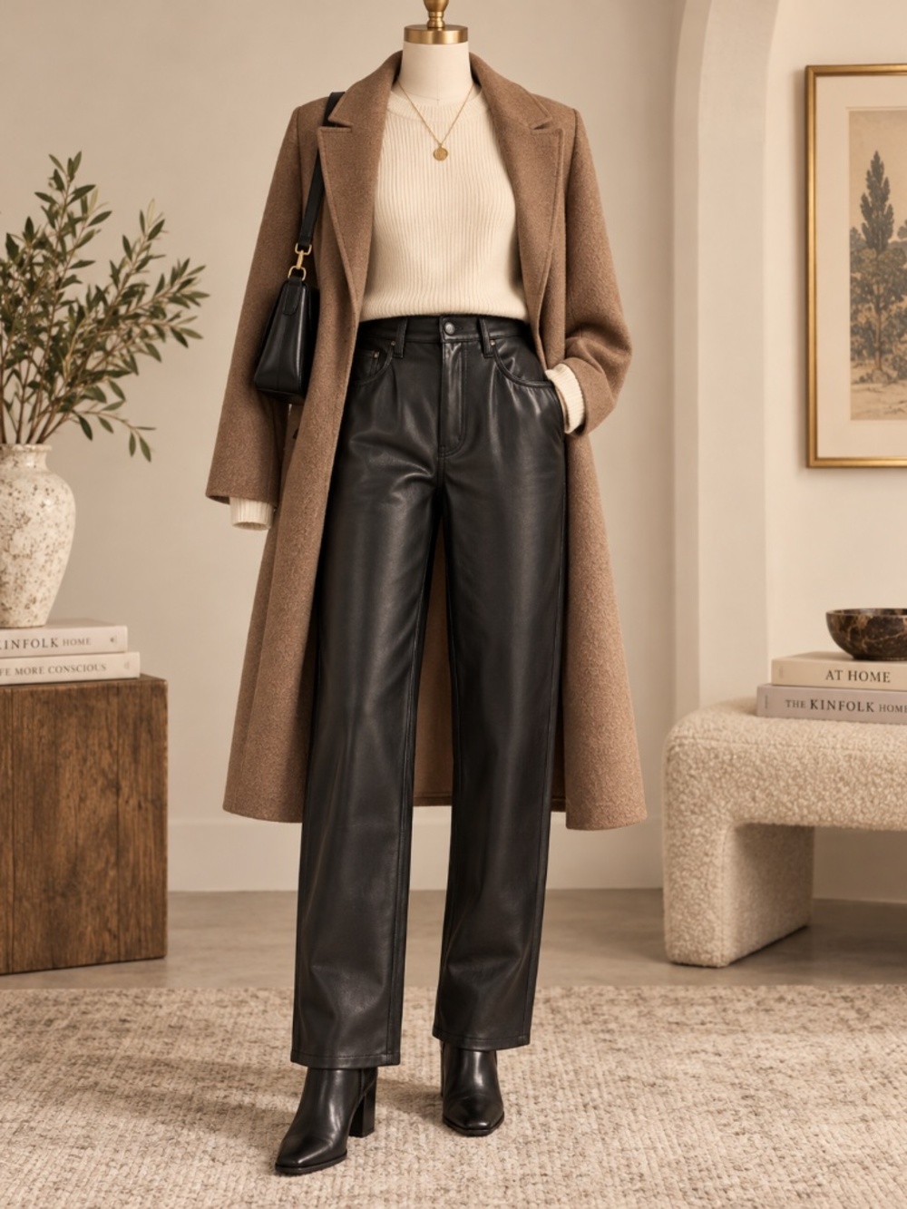 Abercrombie & Fitch Black The 90s Straight Ultra High Rise Vegan Leather Pants 2